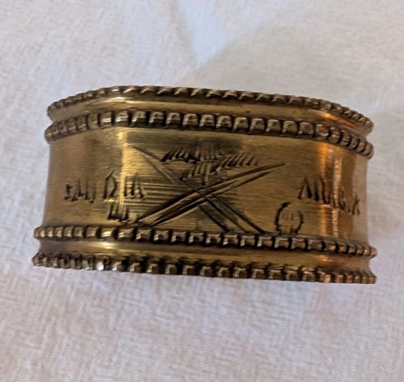 Engraved Saudi Arabia Solid Brass Oval Estate Vintage Napkin Ring gallery