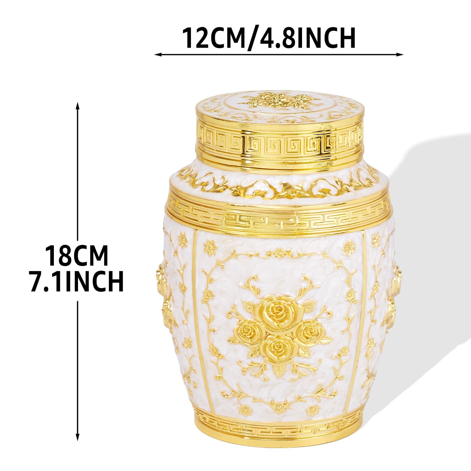 LINES ARTE Medium Cremation Urns for Human Ashes, Medium, Gold Roses gallery