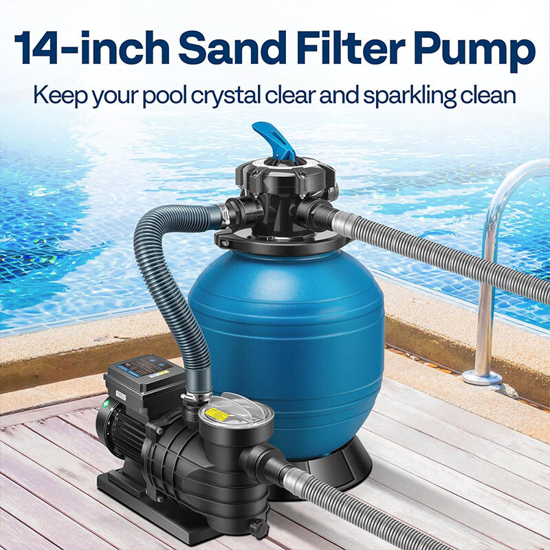 Sand Filter Above Ground w/ 1/2HP Pool Pump 2850GPH Flow 14" 6-Way Valve & Timer gallery
