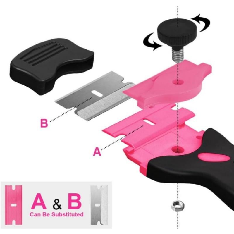 Double Edged Razor Blade Scraping Tool Set with 10 Plastic & 10 Metal Blades gallery