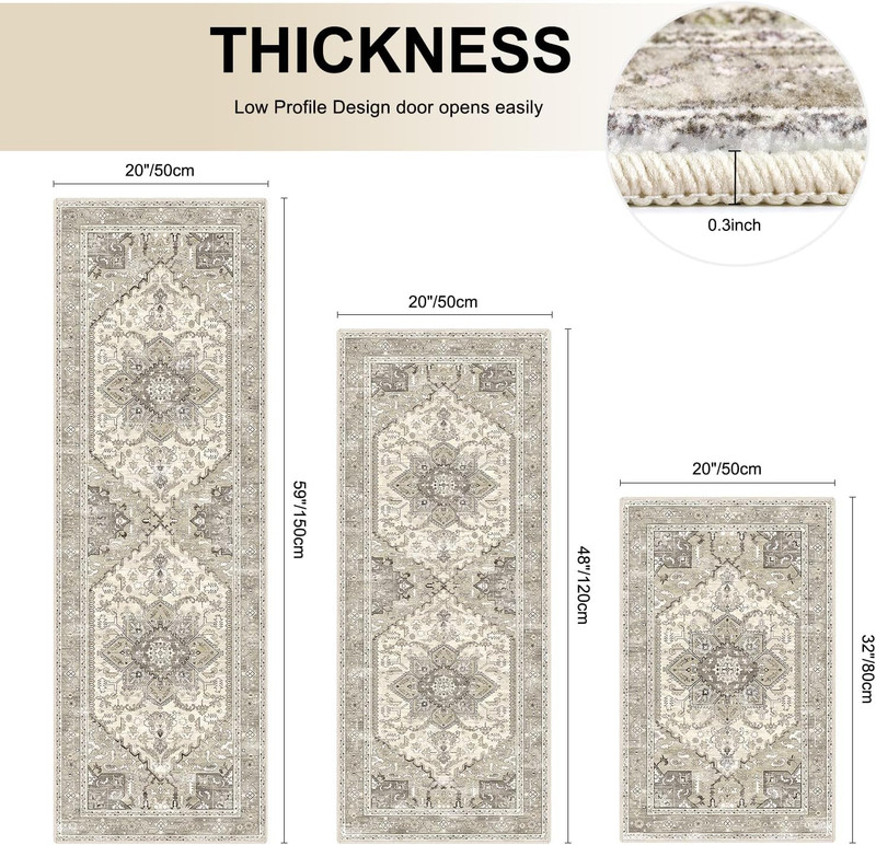 Yamaziot Boho Washable Kitchen Rugs Sets of 3, Non Slip Kitchen Mats for Floor w gallery