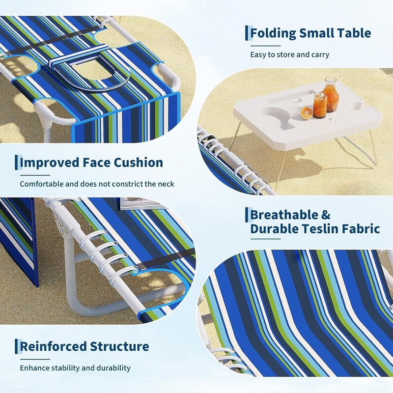 Folding Tanning Chair 5-Position Adjustable Reclining Beach Lounge Chair Sun Cot gallery