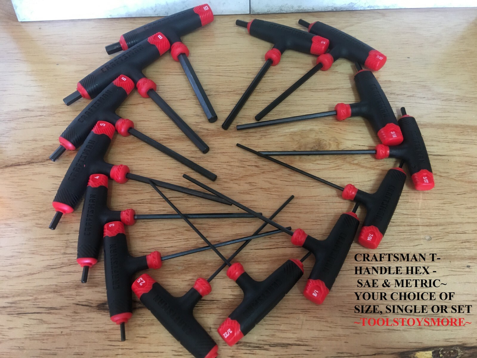 NEW CRAFTSMAN T-THROUGH HANDLE HEX KEY ALLEN SAE / METRIC CHOICE OF SIZE OR SET gallery