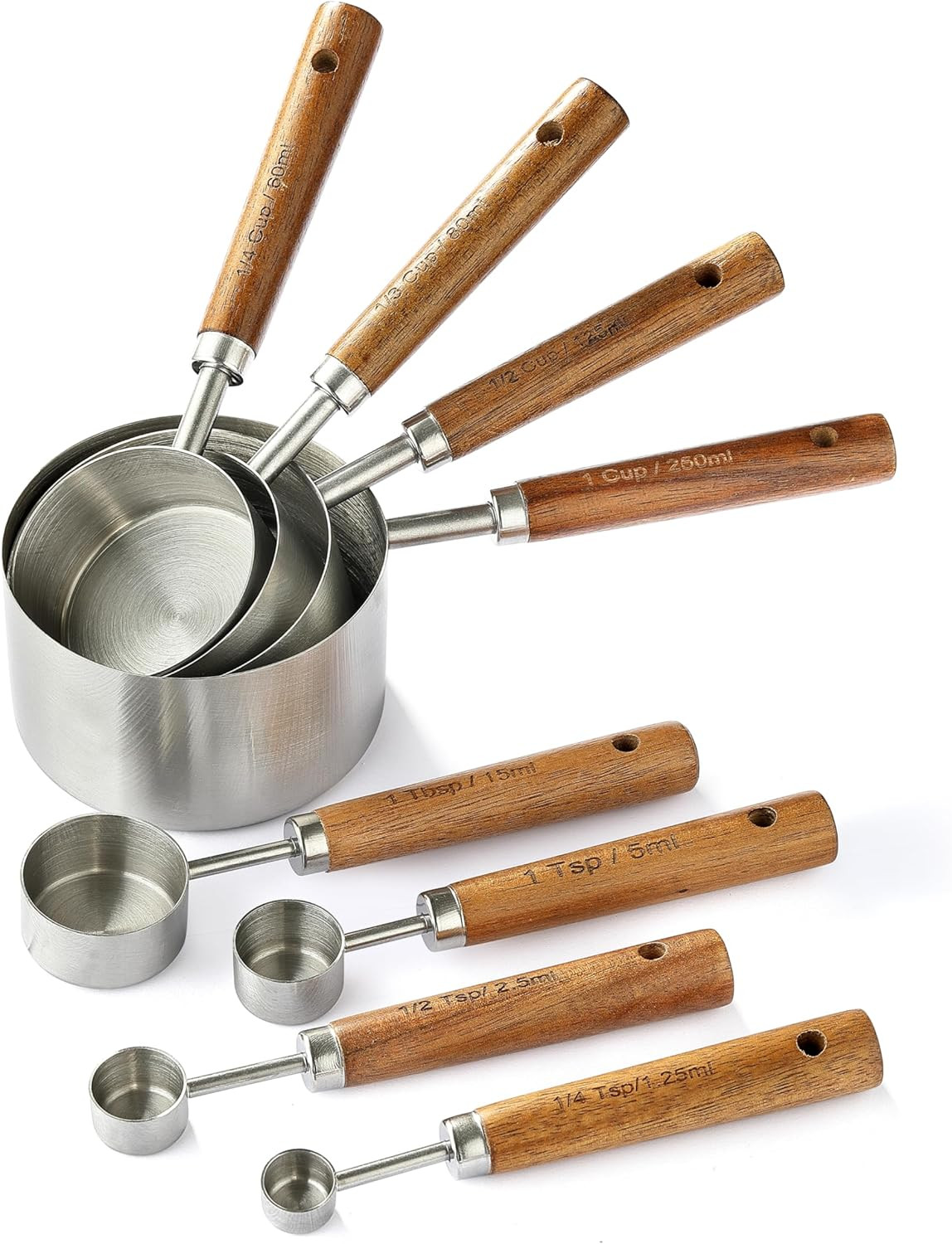 8PCS Measuring Cups, Stainless Steel Measuring Cups and Spoons Set with Ergonom gallery