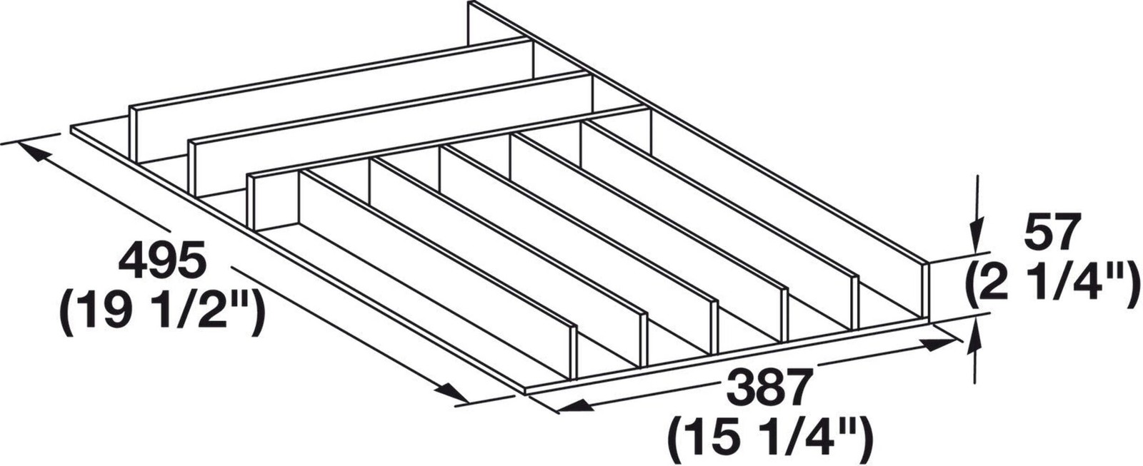 Cutlery Tray Drawer Insert – Birch, Trimmable, Two Width Options, Fits 19-1/2" D gallery