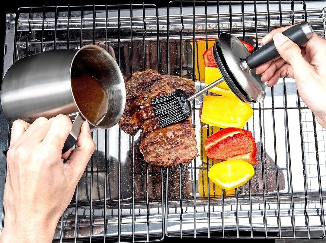 32oz Basting Pot with Basting Brush Set Stainless Steel ( Red Or Black Random ) gallery