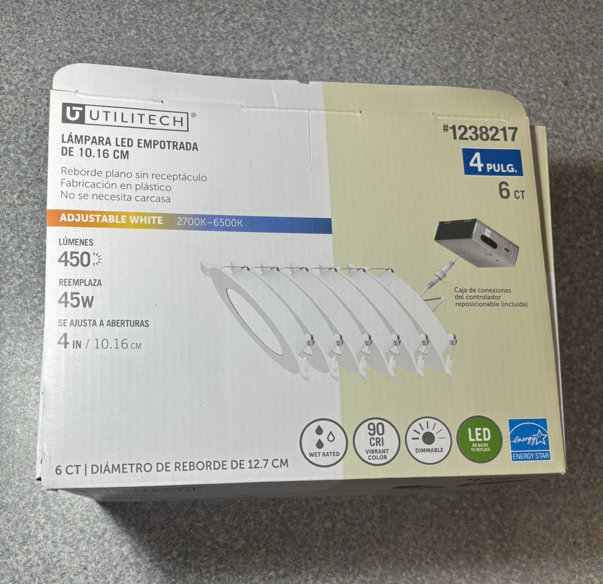 Utilitech 4in LED Recessed Light Dimmable 2700K-6500K 450lm 2 Pack gallery