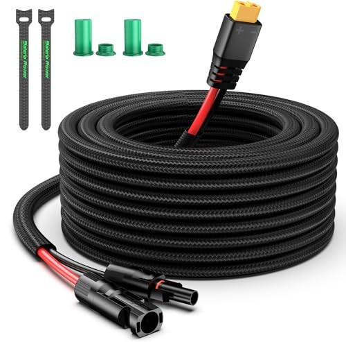 Solar to XT60 Charge Extension Cable with Solar 10AWG 25Ft Red and Black gallery