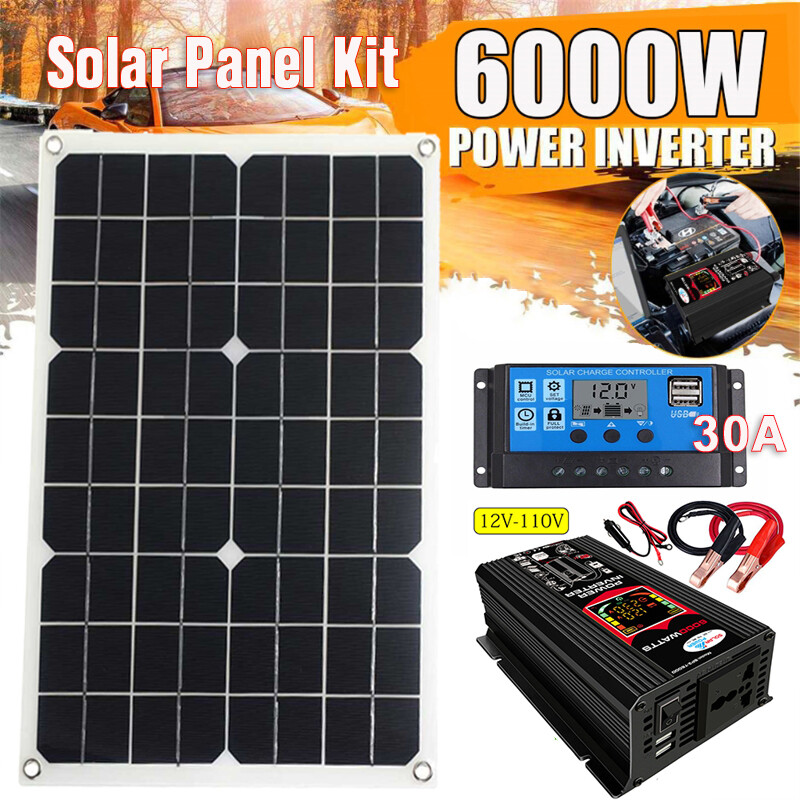 200W Solar Panel Kit 100A 12V Battery Charger w/ Controller 6000W Power Inverter gallery