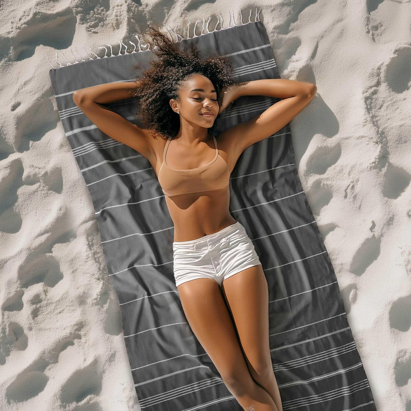 Lightweight and Thin Turkish Beach Towel 100% Cotton Sand-Free and Quick-Drying gallery