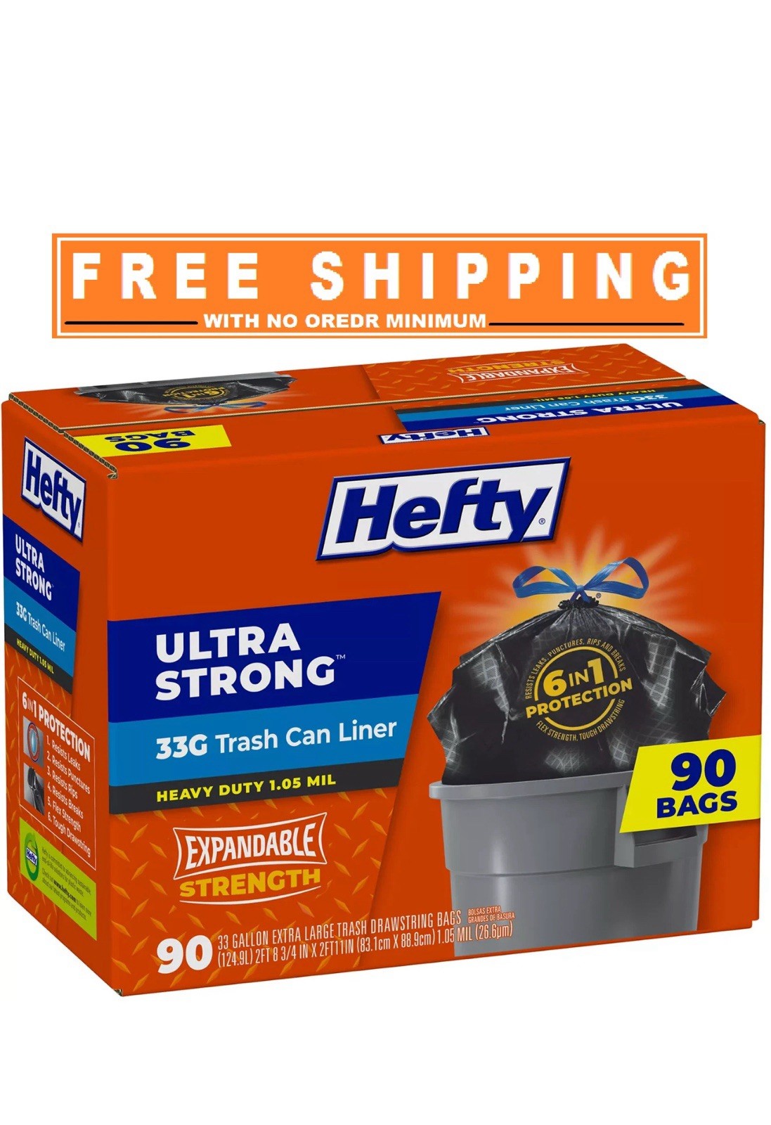 Hefty Ultra Strong 33 Gallon Black Trash Bags 90 Pack Heavy Duty Drawstring gallery