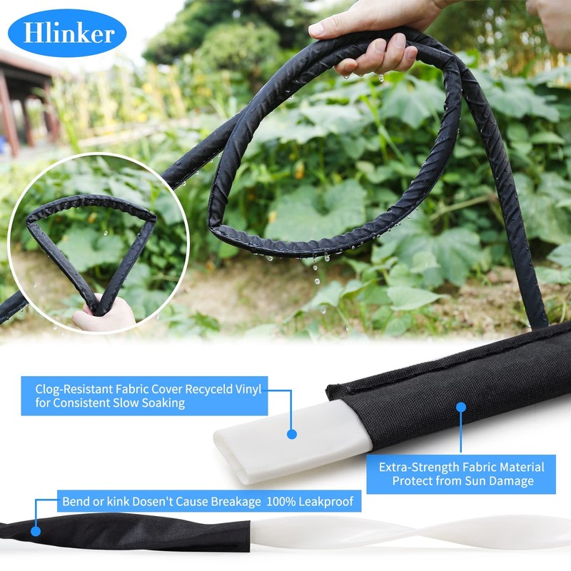Soaker Hose 75 FT 1/2 Flat Heavy Duty Double Layer Drip Irrigation Hlinker Beds gallery