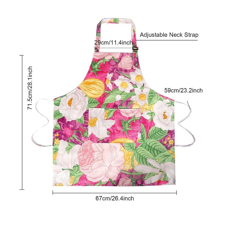 2 Pack Floral Aprons with Pocket Adjustable Kitchen Cooking Aprons for Women gallery