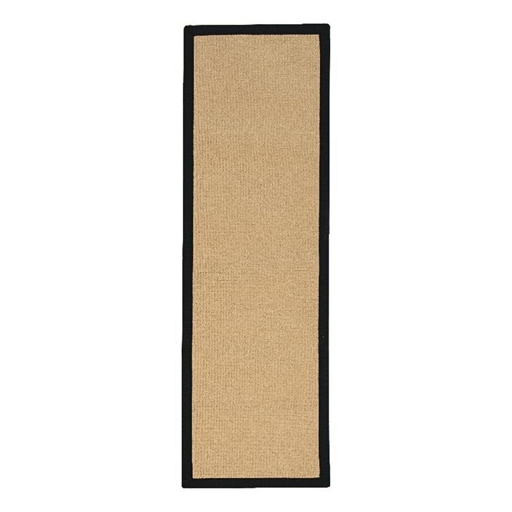 Linon Empire Machine Tufted Wool 2'6"x8' Rug in Sisal and Black Leather gallery