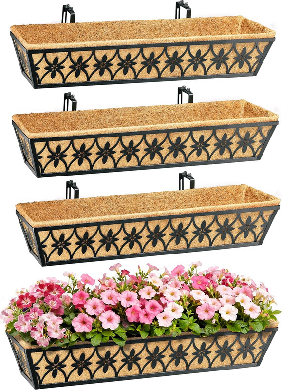 30 Inch Window Boxes Planters Railing Planter Box - 2 Pack Deck Railing Planter gallery