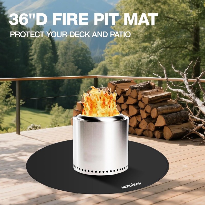 Durable 36” Fire Pit Mat with Double-Sided Silicone - Easy to Clean & Reusable gallery