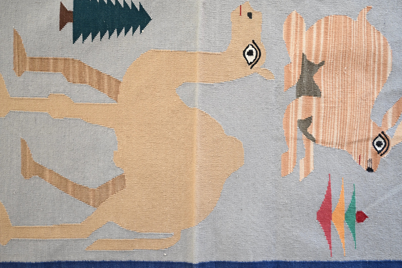 Rugmoda Cotton Blue Gray Animal Rug 2x3 ft Kids Room Nursery Bohemian Dhurrie Ru gallery