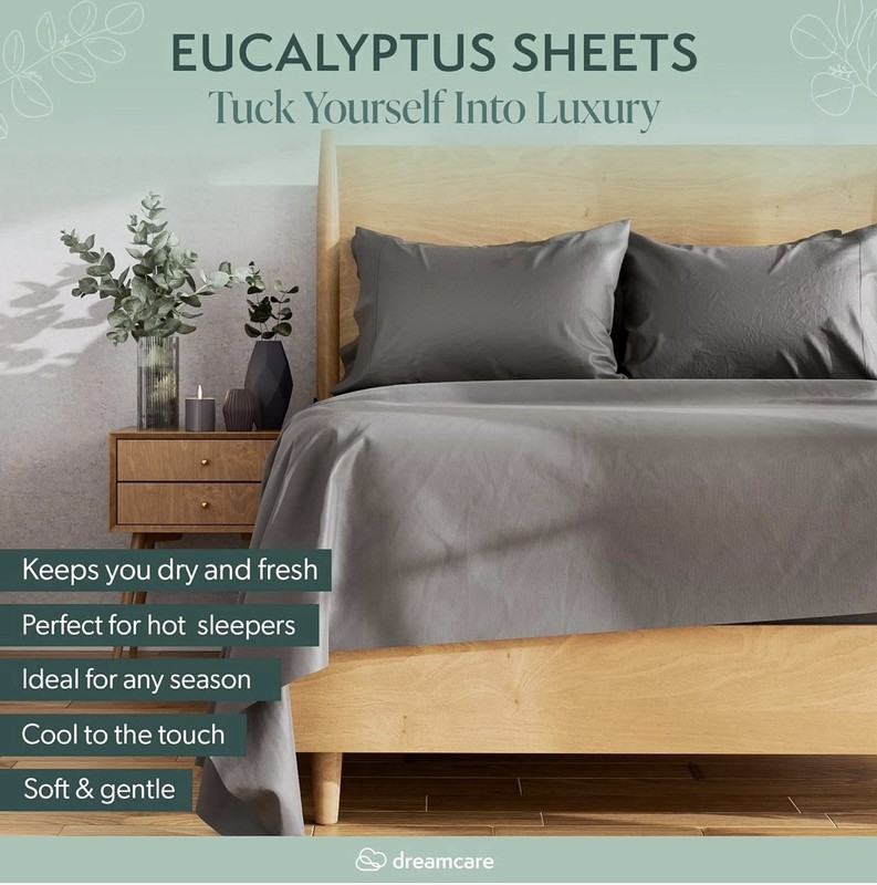 Dream care 100% Eucalyptus Sheets, Queen Bed Sheet Set, Tencel, Lyocell gallery