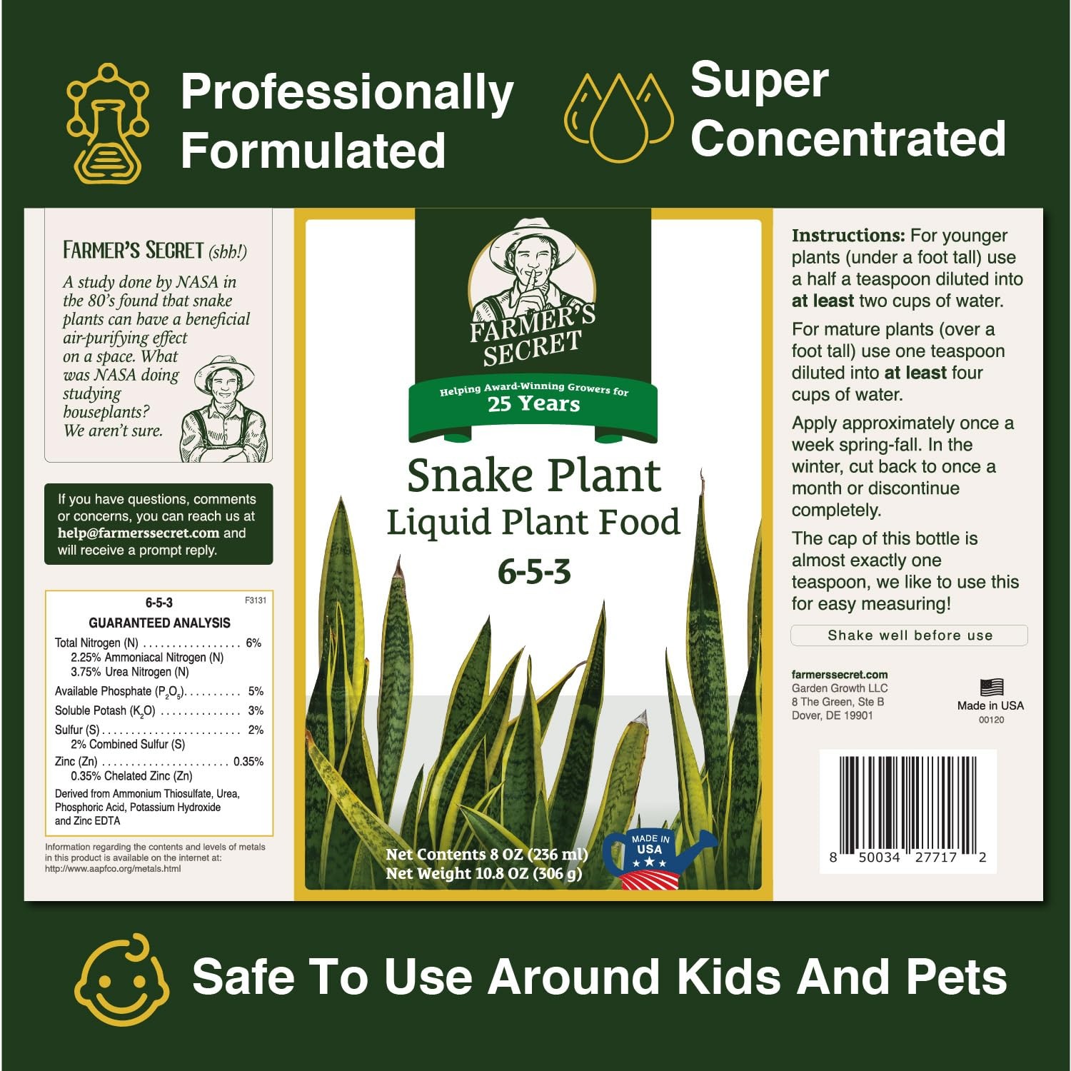 Snake Plant Liquid Fertilizer Strengthen Roots & Boost Growth 8 OZ gallery