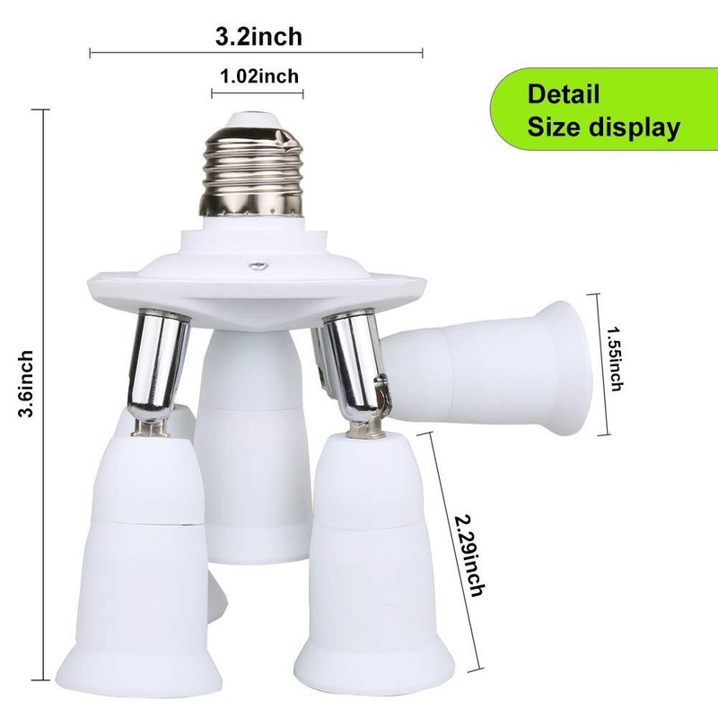 5 in 1 E26 Light Bulb Socket Splitter Converter Adapter 360 Degree Adjustable... gallery