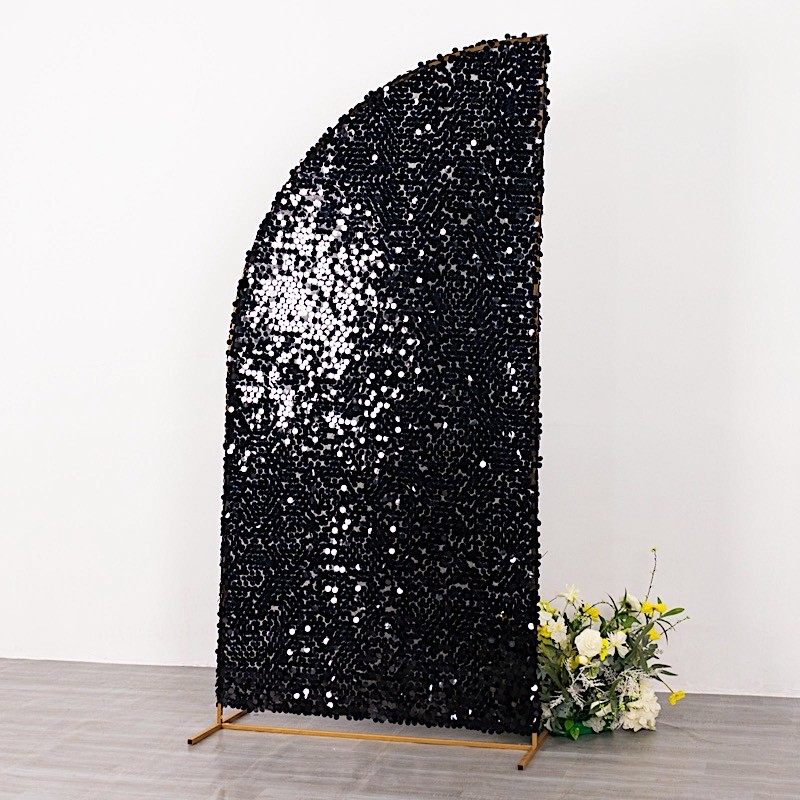 7 ft BLACK Double Sided Big Payette Sequin Half Moon Arch STAND COVER Party gallery