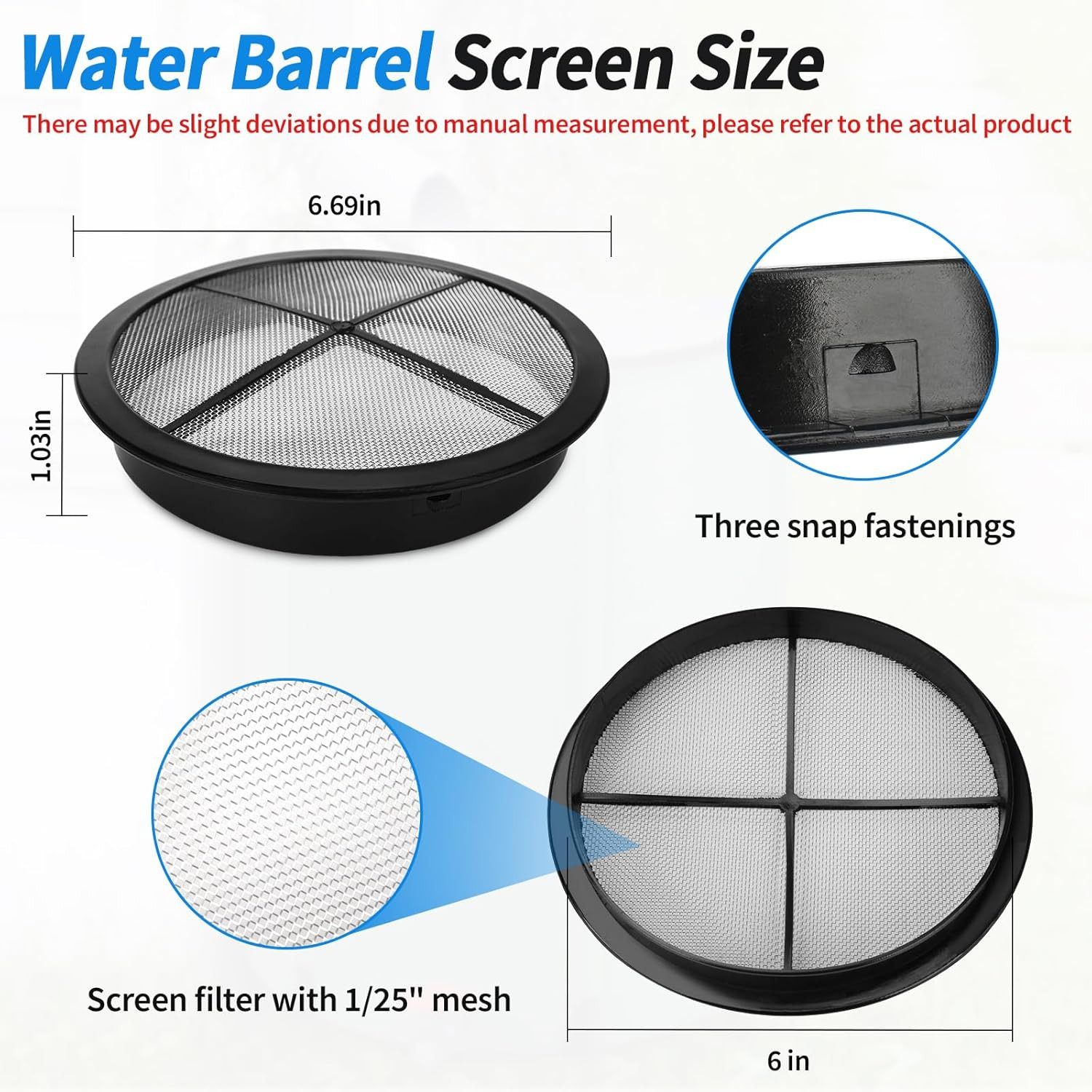 Rain Barrel Screen Filter Cover Lid for Rainwater Collection System - 6 Inch rou gallery