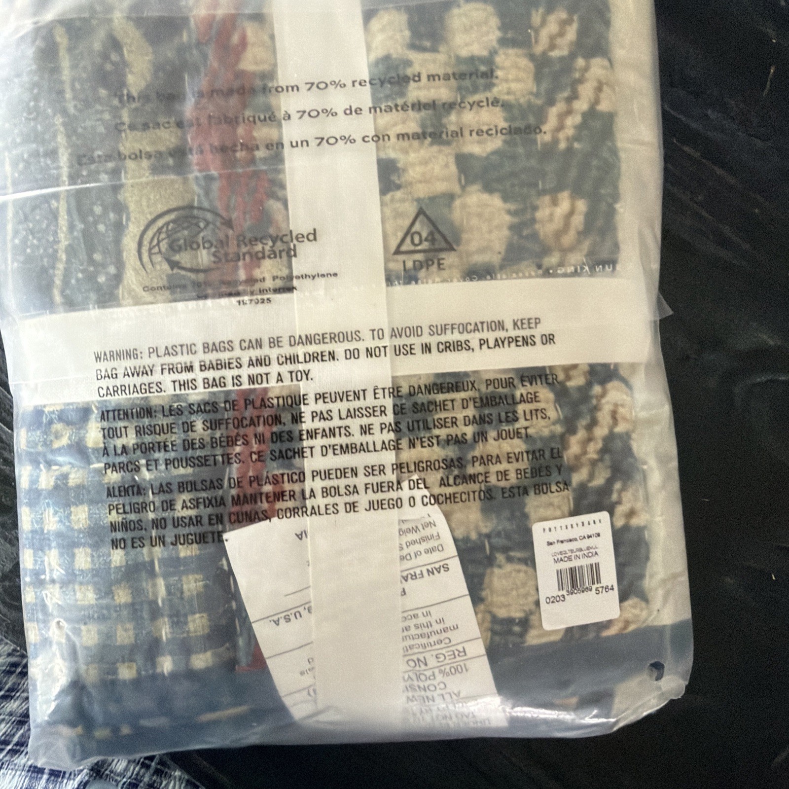 POTTERY BARN LOVE REVERSIBLE HANDCRAFTED QUILTED PILLOW SHAM, EURO ~ BLUE New gallery