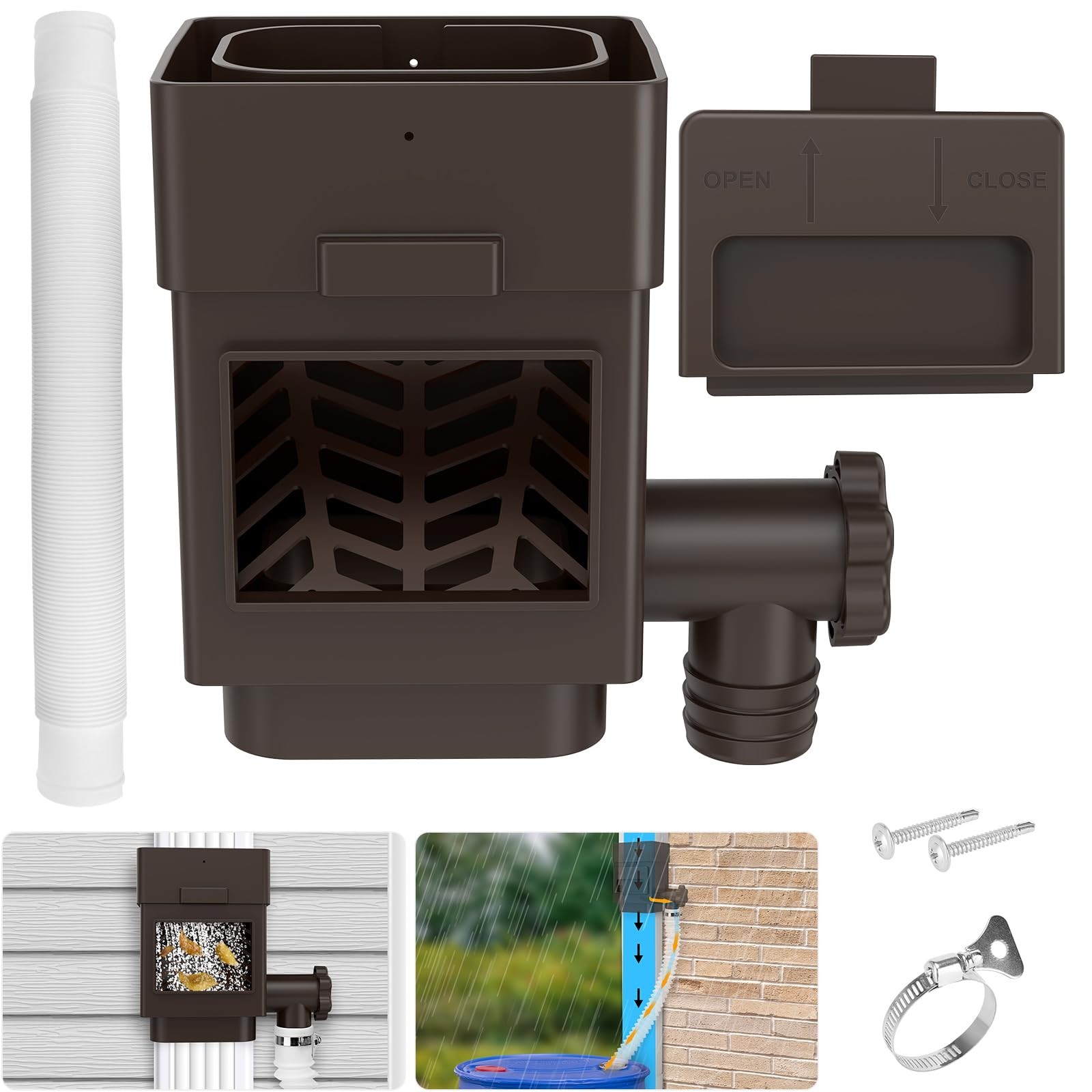 Rainwater Collection System for 2"x 3" or 3"x 4" Residential Downspouts, Brown gallery