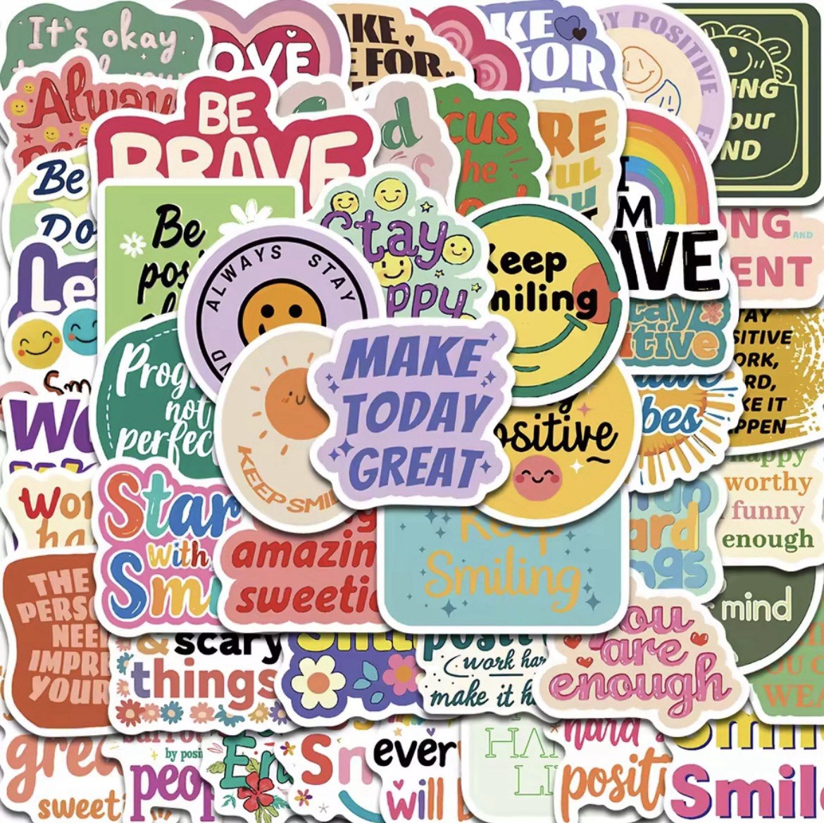 Positive Affirmative Style Stickers 50pc Words And Phrase Stickers FREE SHIPPING gallery