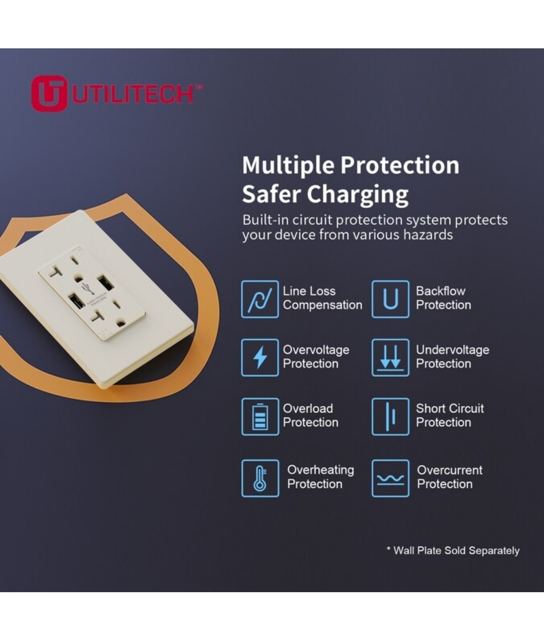 Utilitech 20Amp 125V Tamper Resistant USB Dual Outlet TypeA Light Almond 6-Pack gallery