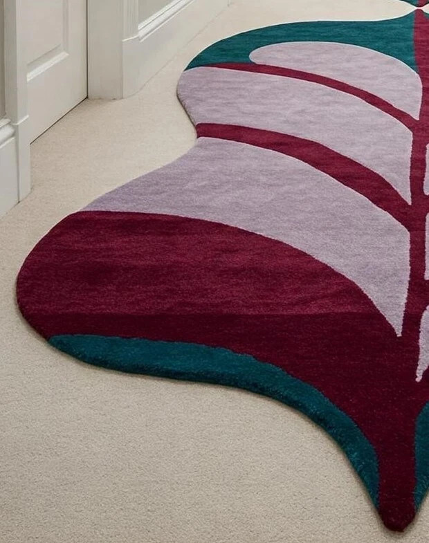 Leaf Shape Its Traditional Design Hand-Tufted Modern 100% Soft Wool Study Room gallery