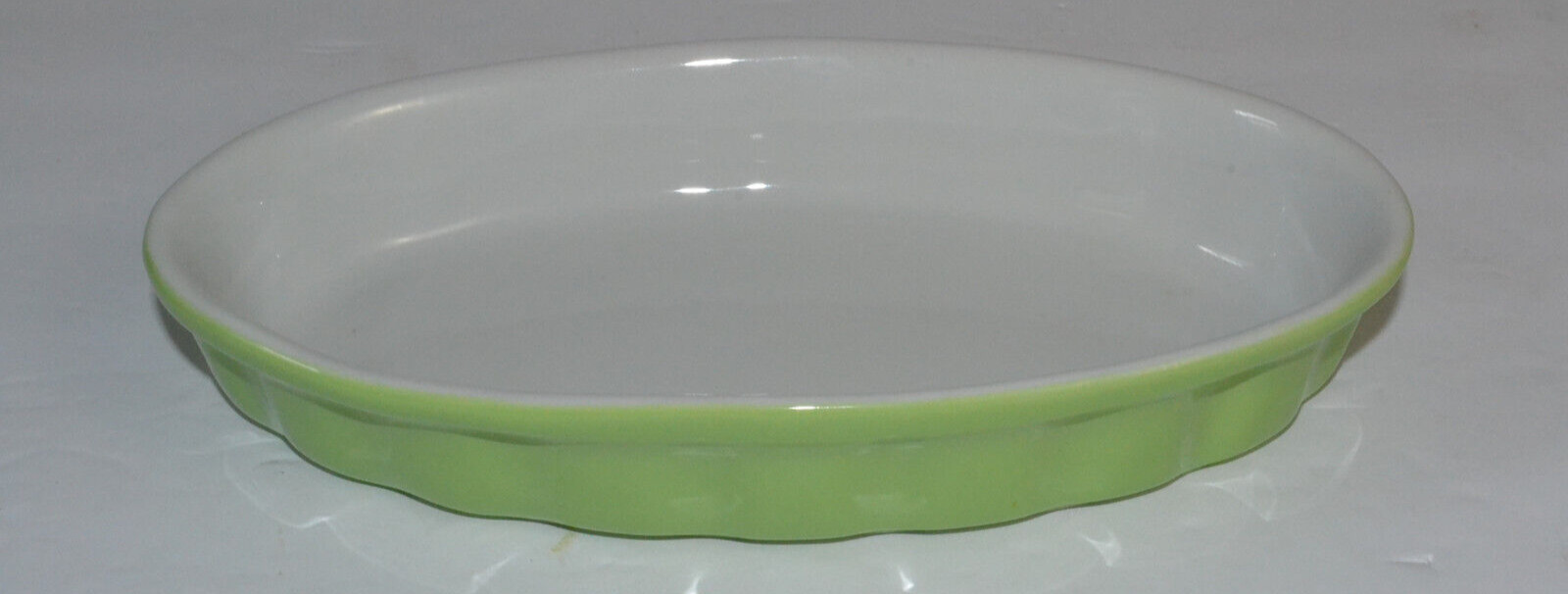 VTG Oval Baking Dish 8 1/2” x 5 Ruffled Green Valentina Made in Italy gallery