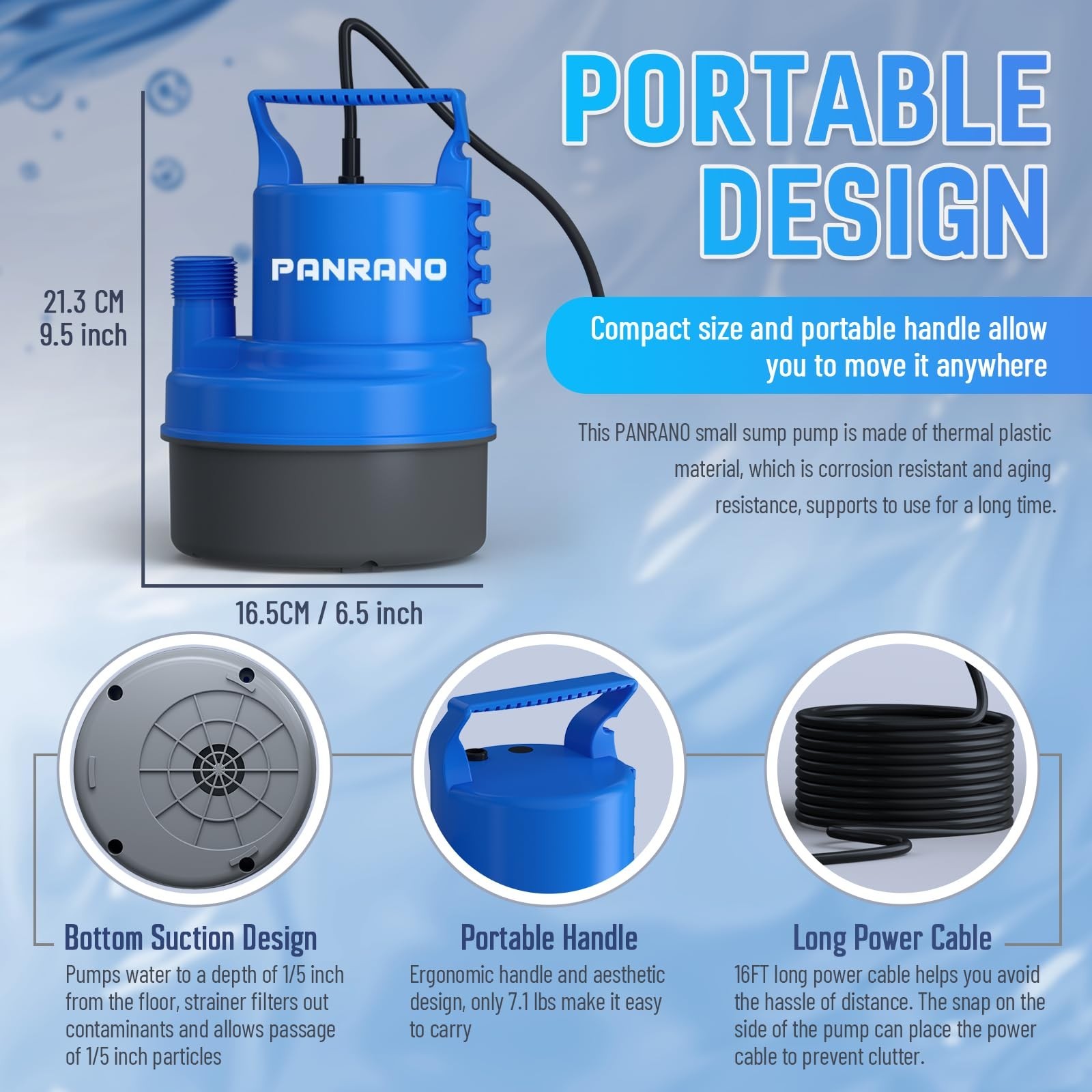 2000 GPH Submersible Water Pump - 1/3 HP Portable Sump Pump for Pools, Basements gallery
