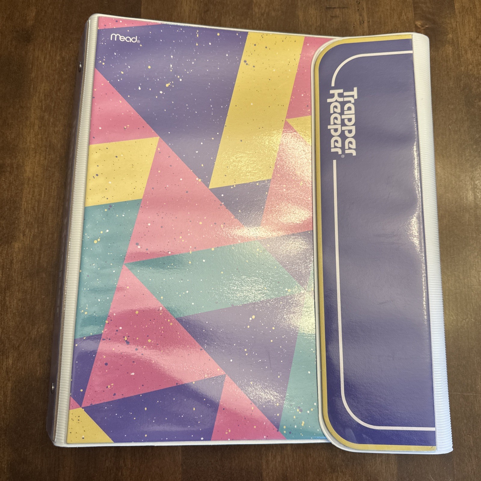 Mead Trapper Keeper Geometric Color Block Retro 90s Design Binder w/Folders gallery