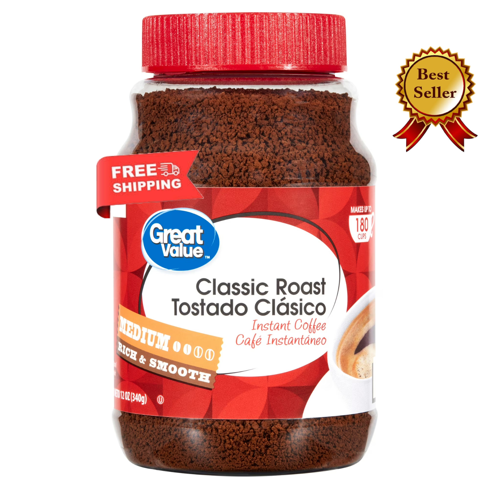 Great Value Classic Medium Roast Instant Coffee, 12 oz gallery