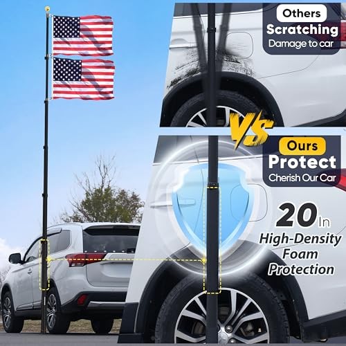 20FT Tailgate Flag Pole with Tire Mount, Fits RV Tailgate Flag Pole Kit Black gallery
