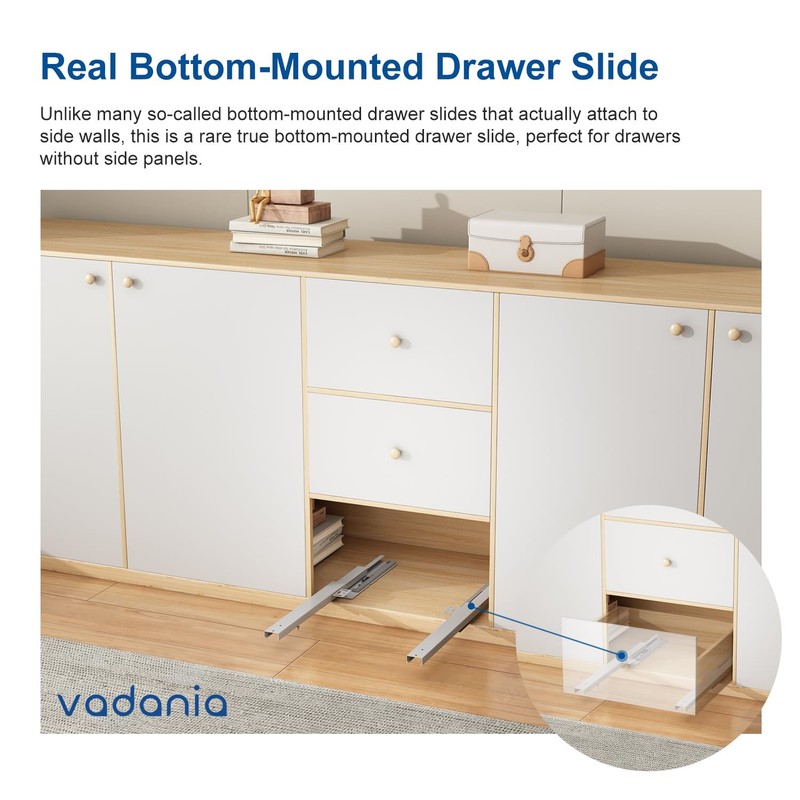 14" Undermount Drawer Slide Soft Close Bottom Mounted & Bottom Support 88 lb ... gallery