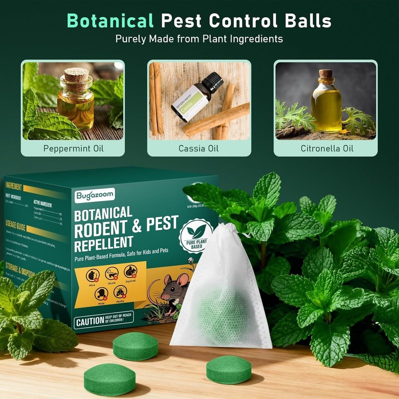 Rodent Mouse Repellent 14 Pack, Peppermint Oil Moth Balls for Mice Rats Deter... gallery