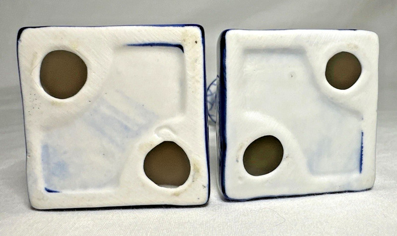Two Pillar Candlestick Holders 5" Cobalt Blue Delft Floral Porcelain Ceramic gallery