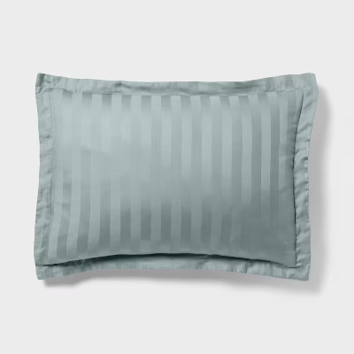 3pc Full/Queen Luxe Striped Damask Comforter and Sham Set Light Teal Green gallery