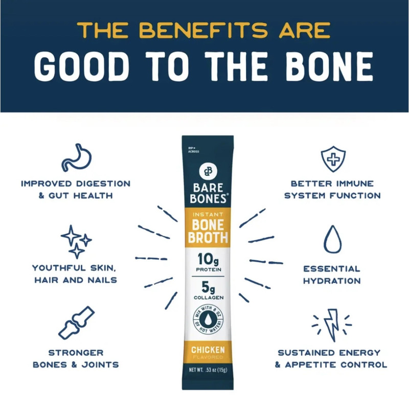 Bare Bones Chicken Broth Powder Sticks, 8 ct (4-Pack) - 32 Broth Sticks gallery