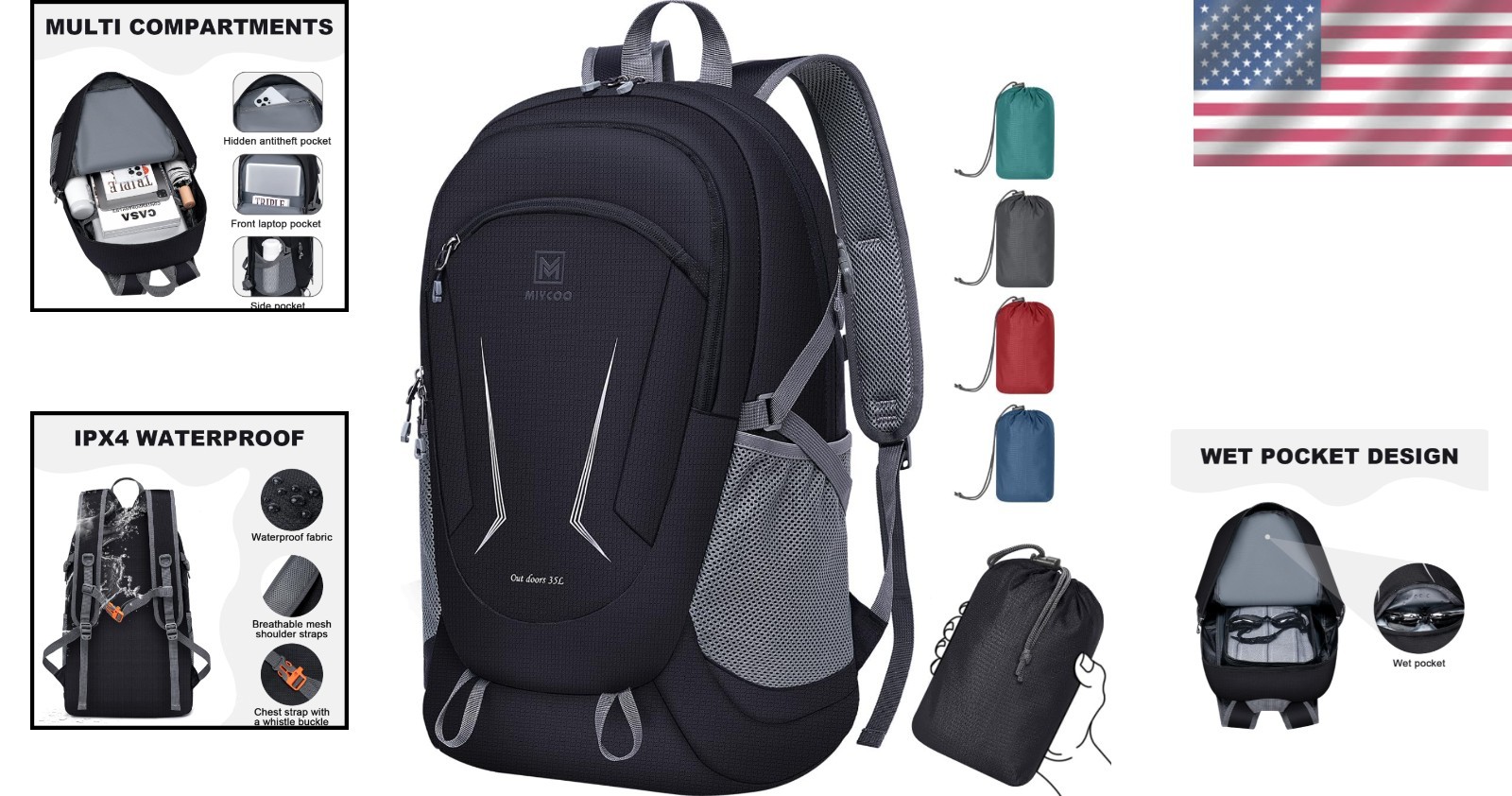 Foldable Waterproof Daypack - Lightweight Hiking Backpack 2