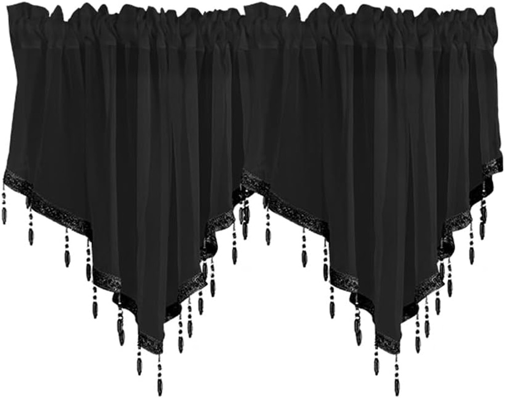 Sheer Solid Country Curtain Drapes Window Treatment Valances Beaded Ascot Rod Po gallery