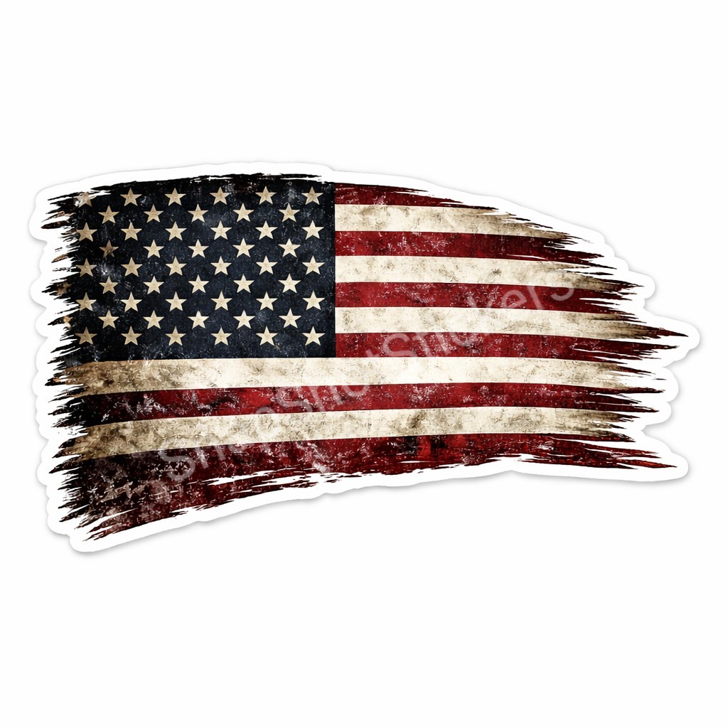 Distressed American Flag Vinyl Sticker Decal Patriotic Car Truck Window gallery