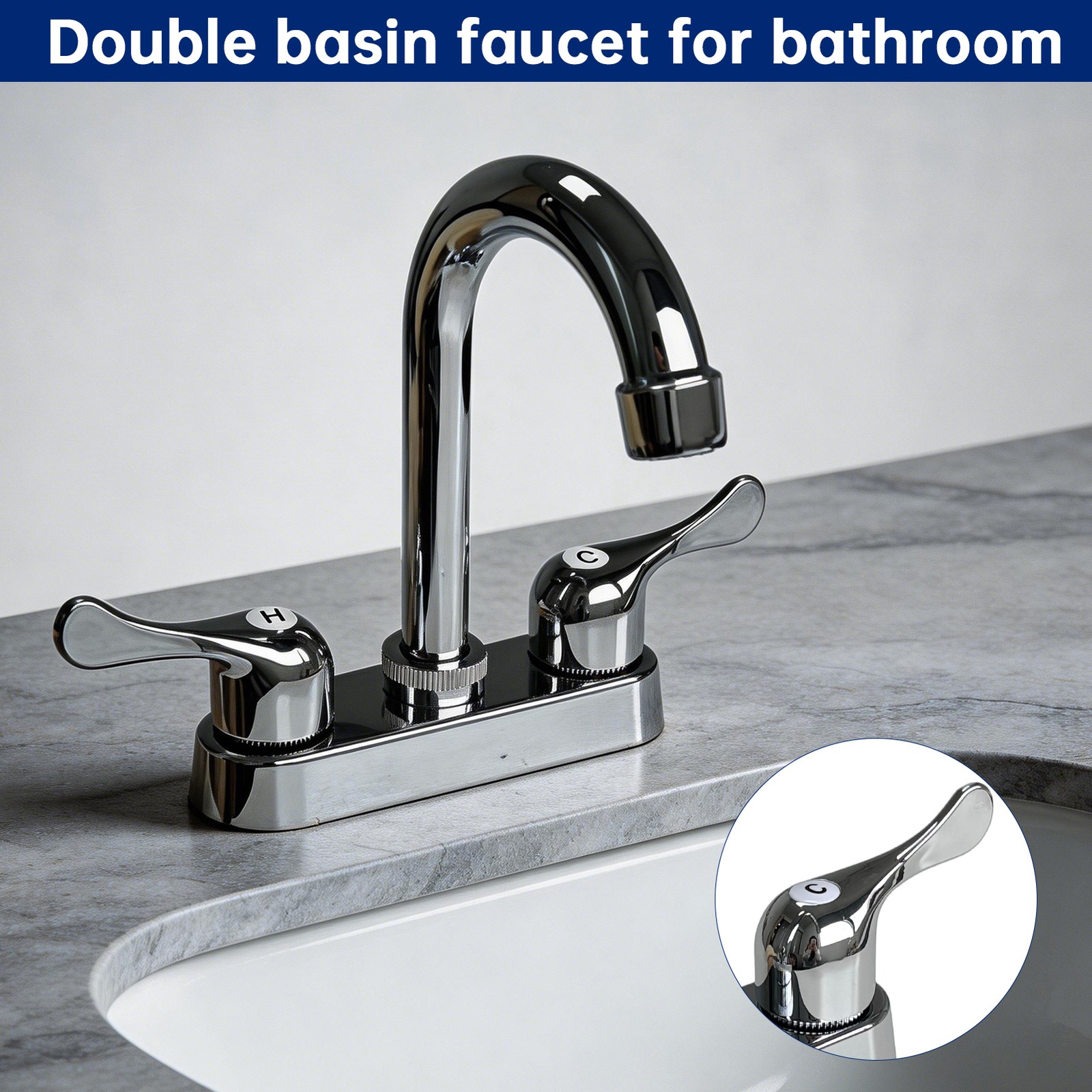 4inch Basin Sink Faucet Plastic Mixer Tap Bathroom RV Sink Faucet Dual Handles gallery