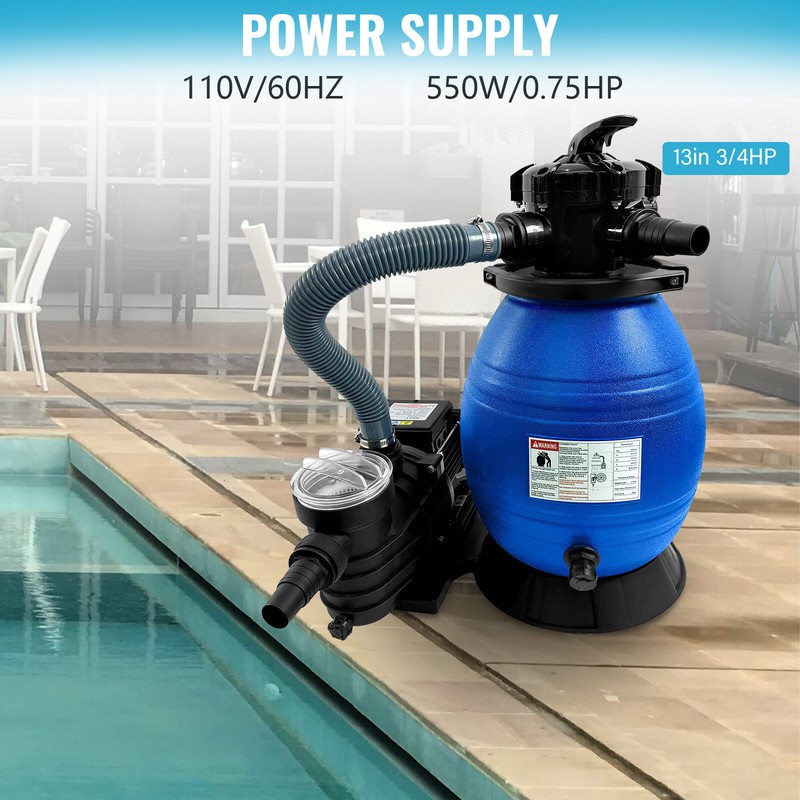 13" Sand Filter Pump with Timer, 0.75HP, 3648 GPH for Above Ground Pools gallery