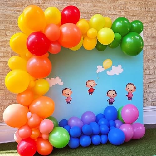 150 pcs Rainbow Latex Balloons Assorted color ballons, 5 inches Multi-color gallery