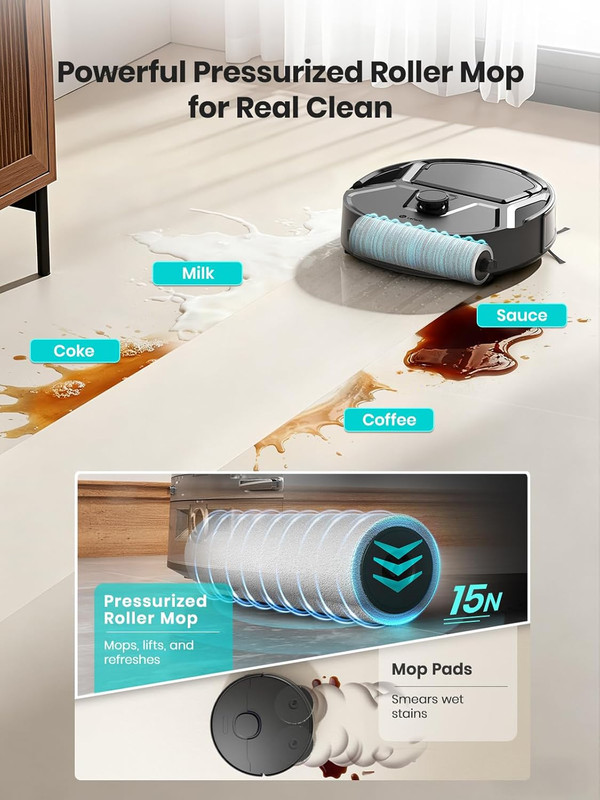 Smart Robot Vacuum & Mop, 20000Pa Suction, Lidar, Self-Cleaning, Pet-Friendly gallery