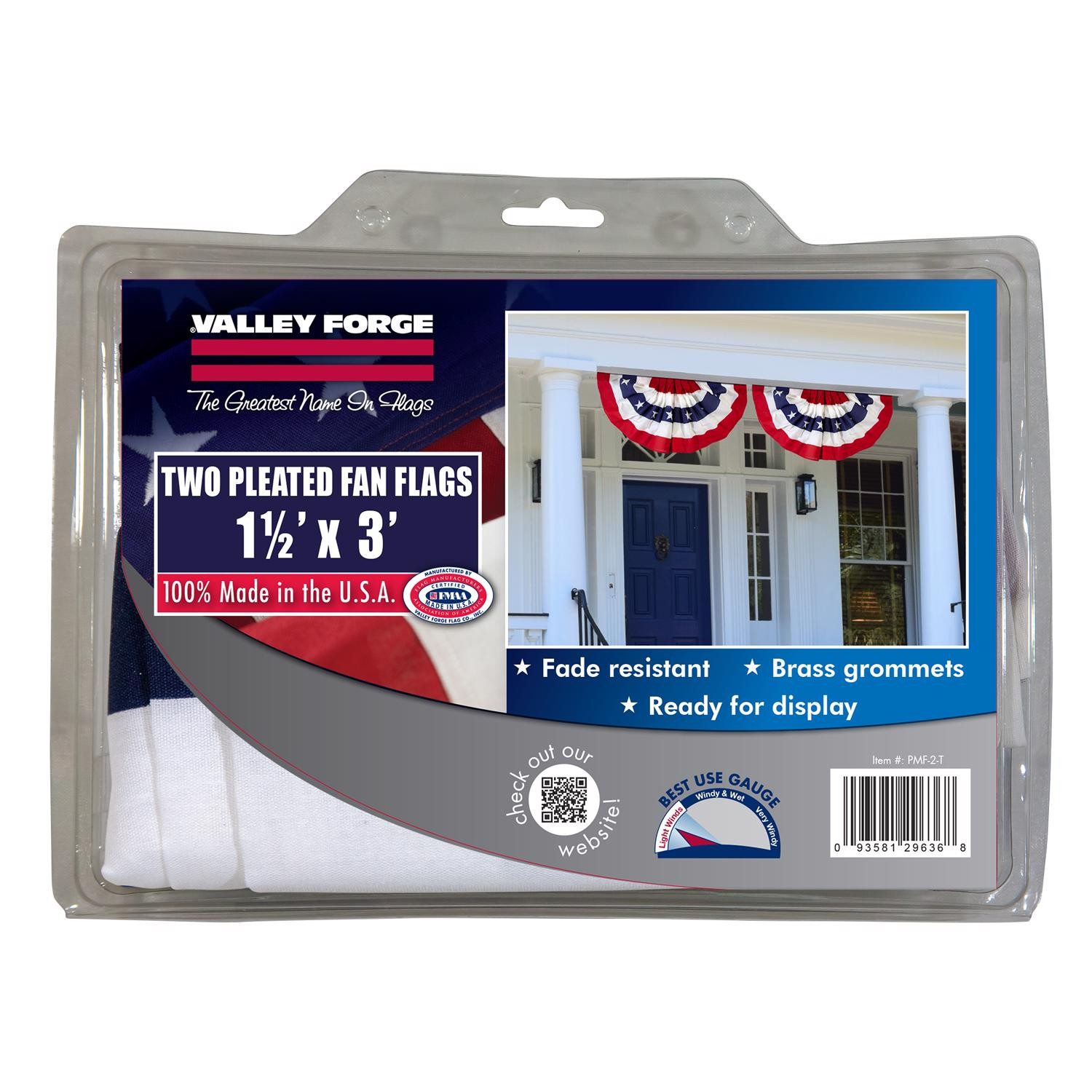 Valley Forge Mini-Fan Pleated Flag 1.5 ft. W X 3 ft. L gallery
