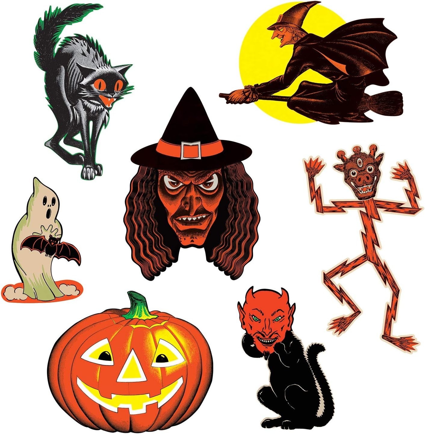 Vintage 7-Piece Halloween Cutouts Set - Spooky Decorations for Parties gallery